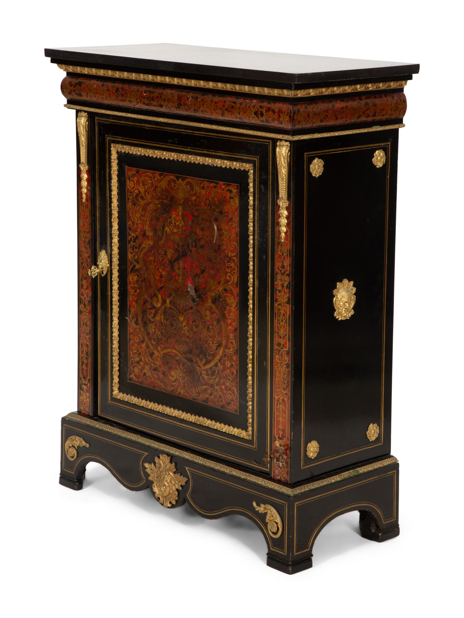 A Napoleon III Gilt Bronze Mounted Boulle Marquetry Slate-Top Cabinet