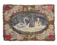A Hooked and Clipped Hearth Rug, Late 19th Century