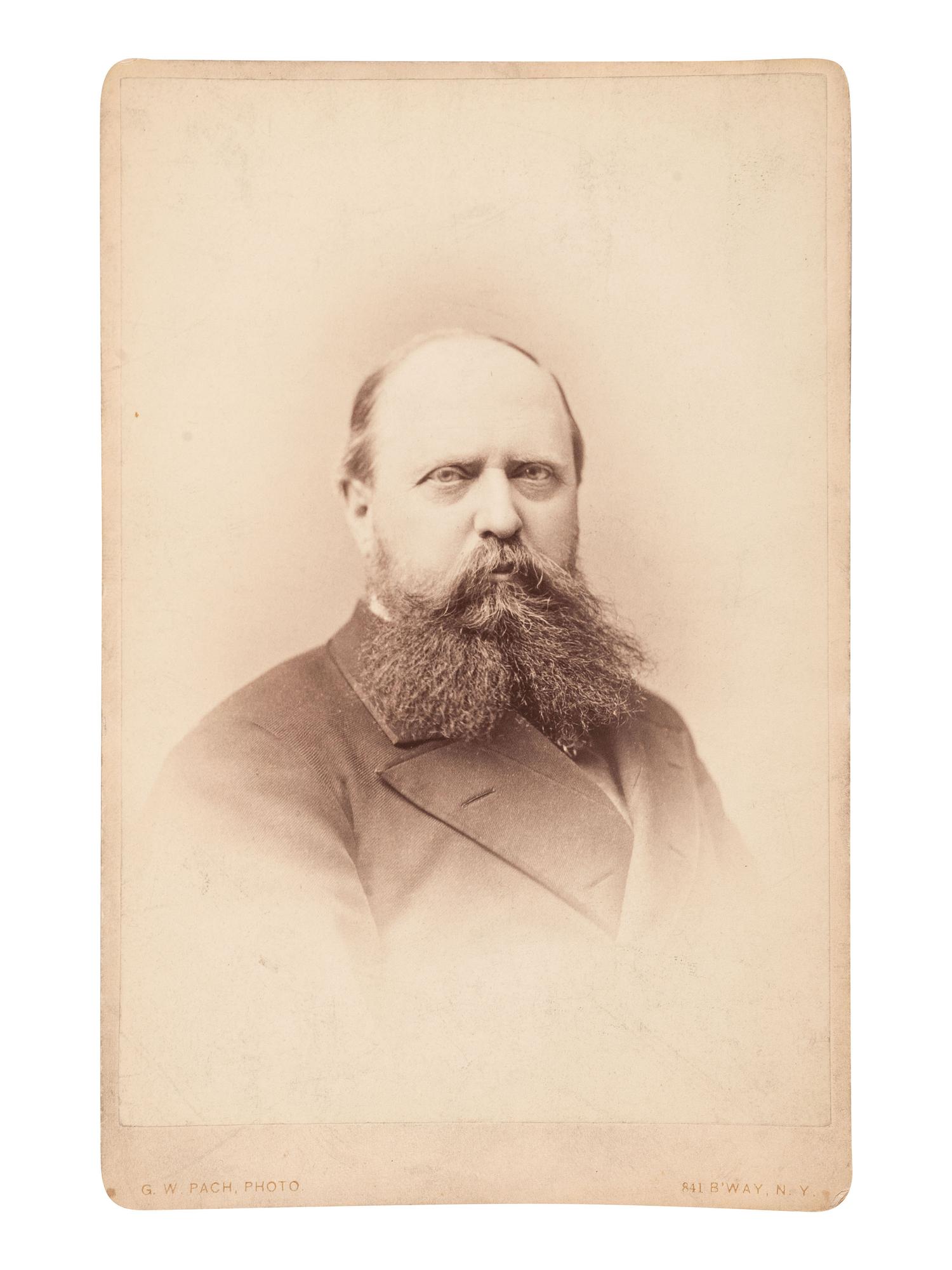 [WESTERN AMERICANA - NATIVE AMERICANS]. MARSH, Othniel C. (1831-1899). A group of 3 items, including cabinet card portrait of Marsh and clipped signature.