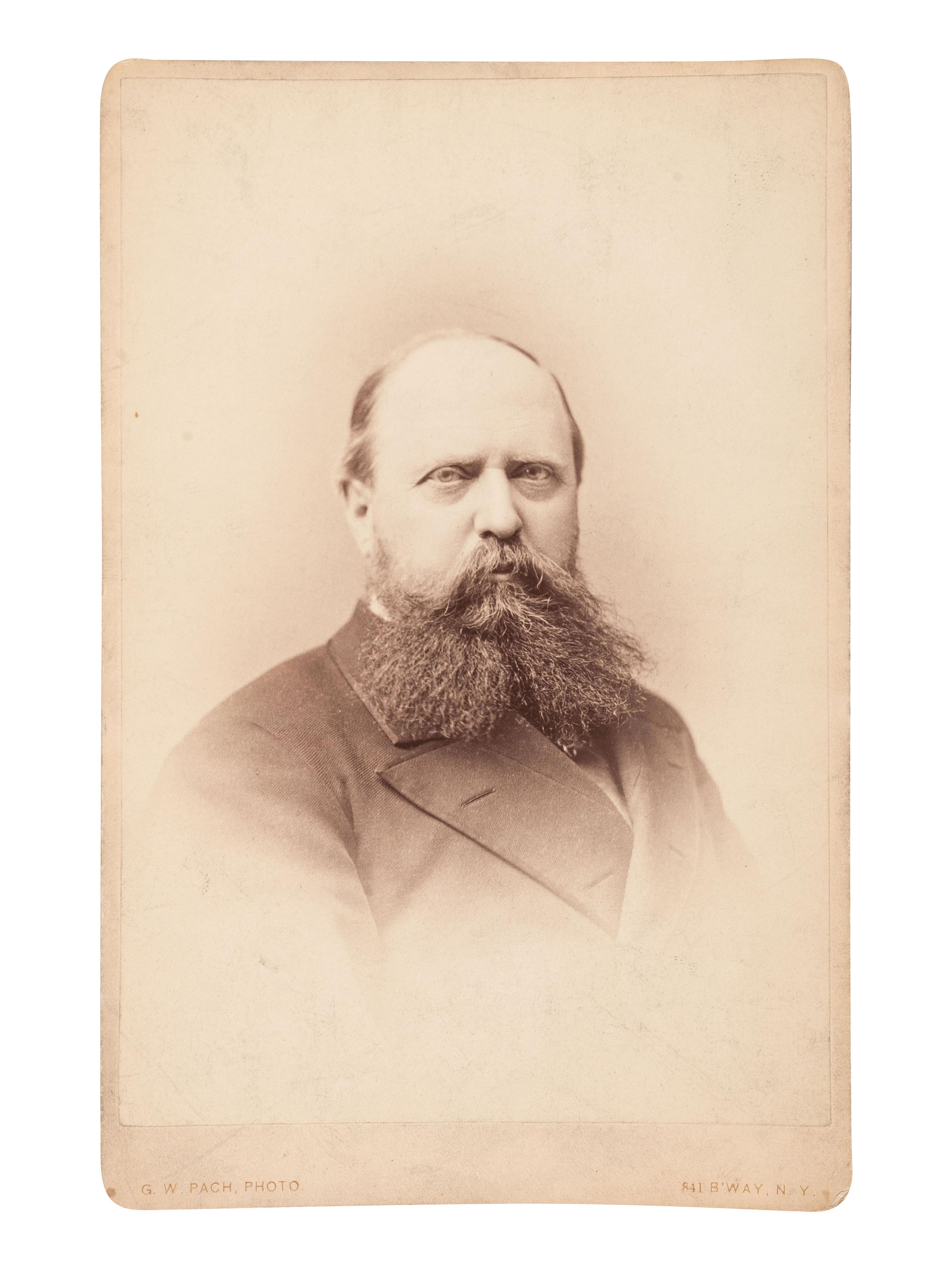 [WESTERN AMERICANA - NATIVE AMERICANS]. MARSH, Othniel C. (1831-1899). A group of 3 items, including cabinet card portrait of Marsh and clipped signature.