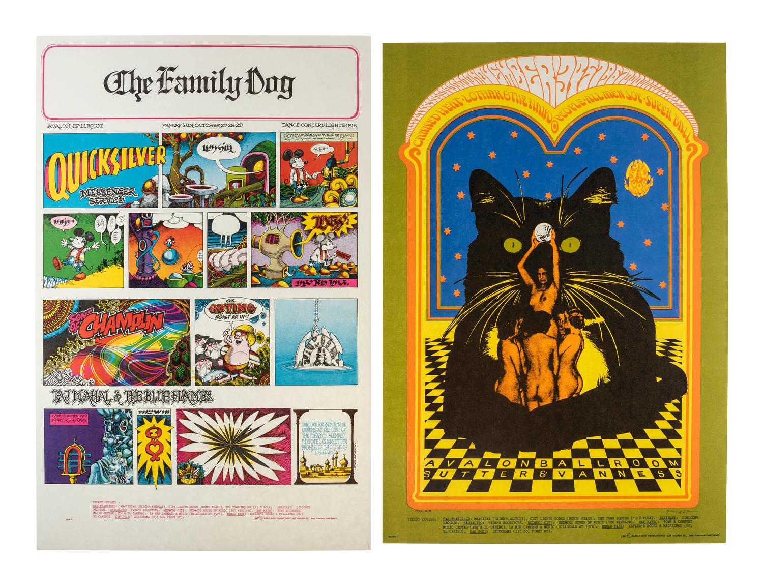 [MUSIC] -- [POSTERS]. MOSCOSO, Victor, GRIFFIN, Rick, FRIED, Robert, HATFIELD, Jack, and WILOSON, Wes, artists. A group of 5 Family Dog posters from 1967, comprising: