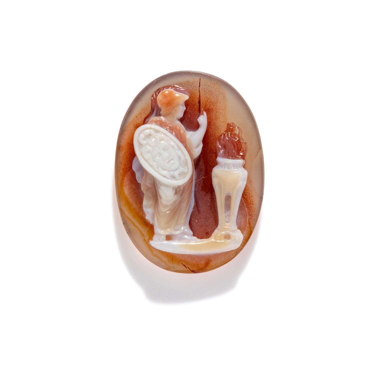 A Neoclassical Sardonyx Cameo with Athena Parthenos and the Eternal Flame