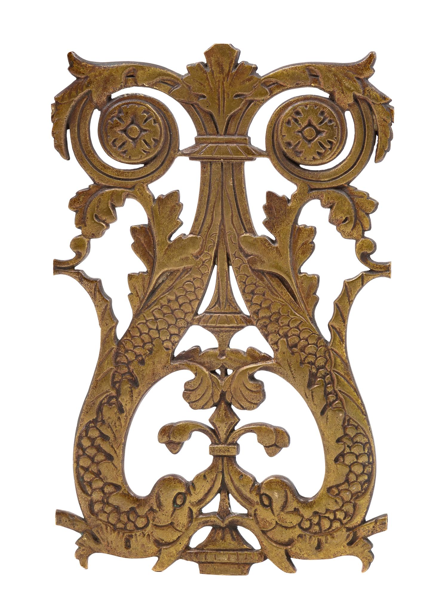 A Bronze Staircase Double Side Baluster Panel, National Bank Building 11 3/4 x 7 1/2 inches. — CIRCA 1920'S