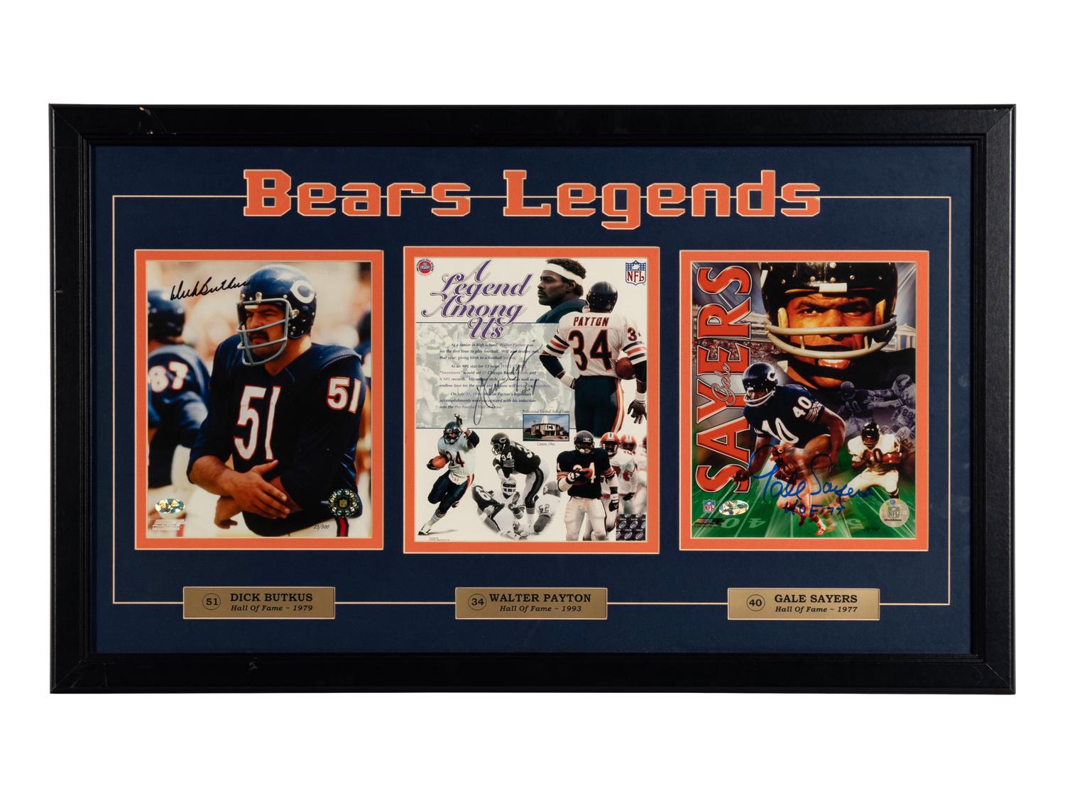 A Dick Butkus, Walter Payton, and Gale Sayers Signed Autograph Presentation Formerly Displayed at Mike Ditka’s Restaurant