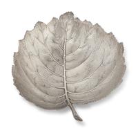 A Buccellati Silver Poplar Leaf Dish and Five Silvered Metal Fruits