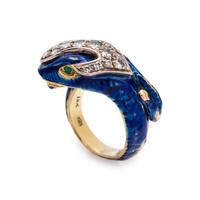 DIAMOND AND ENAMEL SNAKE RING