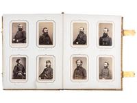 [CIVIL WAR]. BRADY, Mathew, photographer. Exceptional album containing 120 CDVs of Union generals and officers, incl. Joshua Chamberlain and George A. Custer. New York, NY: E. & H.T. Anthony, 1860s.