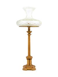 An American Gothic Revival Gilt Brass Sinumbra Lamp