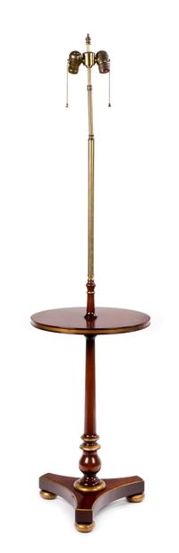 A Regency Style Brass-Mounted Mahogany Lamp Table Height 57 inches. — 20TH CENTURY