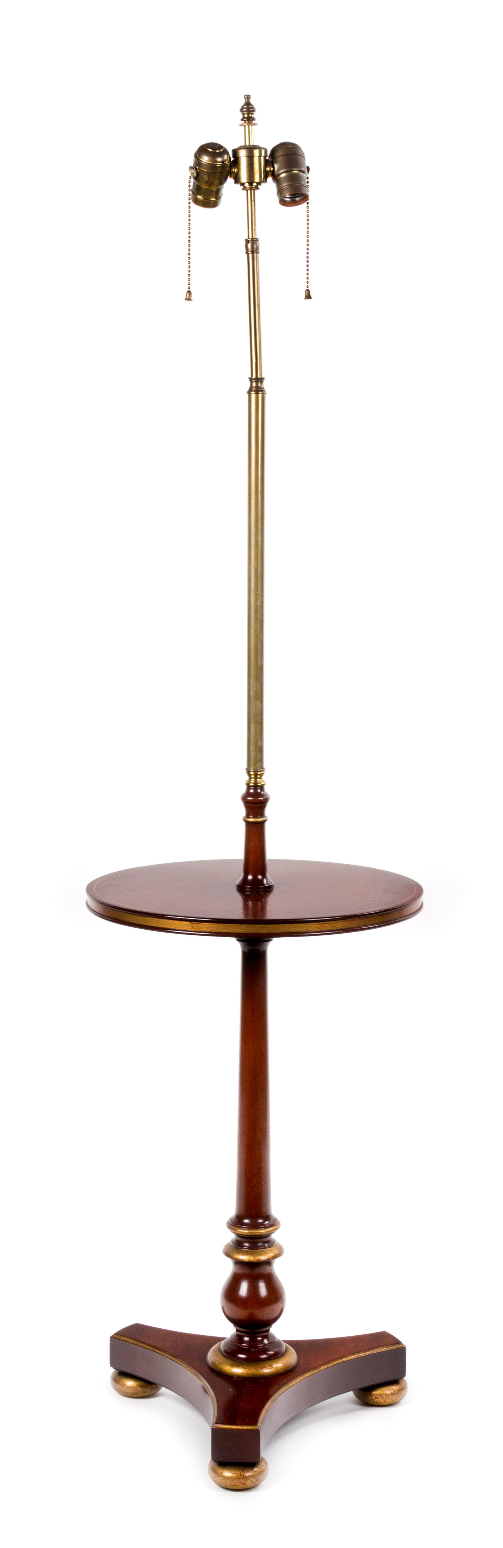 A Regency Style Brass-Mounted Mahogany Lamp Table Height 57 inches. — 20TH CENTURY