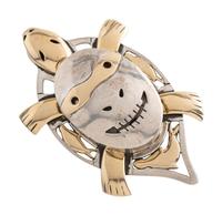 Sterling Silver and 14K Gold Seal Mask Pin / Pendant