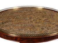 A Louis XVI Style Mahogany and Parcel Gilt Scagliola-Top Center Table