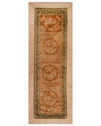 A Pink Ground Silk and Velvet Runner