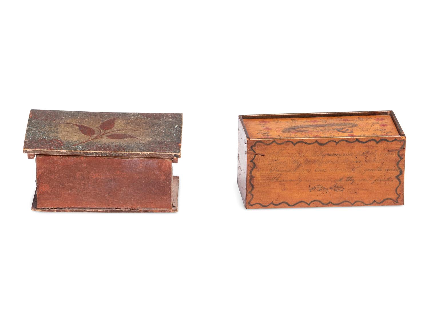 Two Miniature Paint-Decorated Boxes
