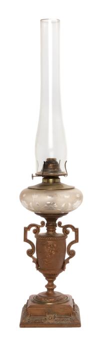 A Continental Neoclassical Gilt Metal Fluid Lamp Height overall 28 1/4 inches.
