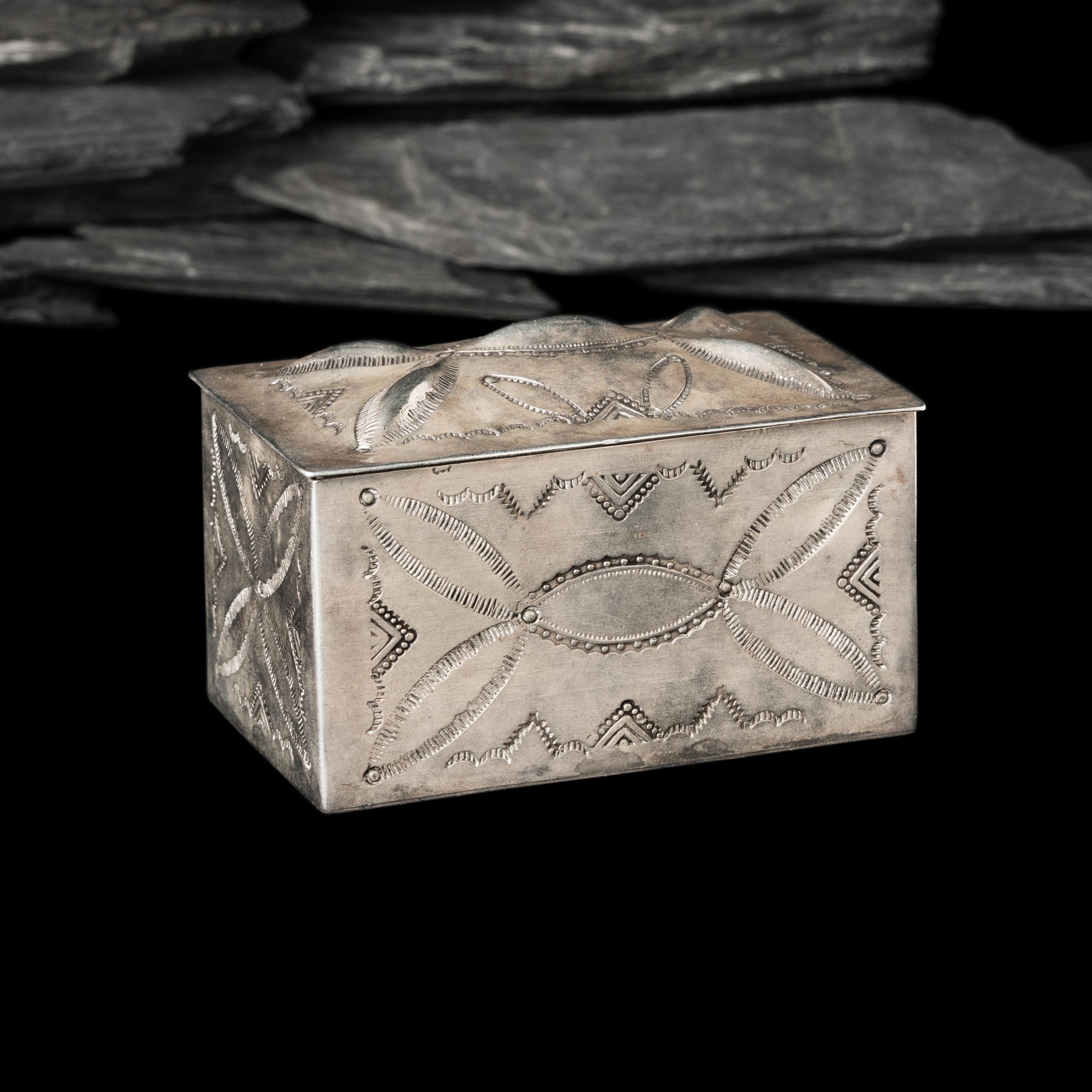 Navajo Heavily Stamped Lidded Silver Box