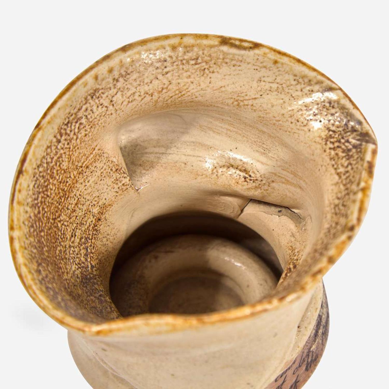 Martin Brothers (English, active 1873-1914) Crumpled Vase with Inscription, Martin Brothers, UK, 1884