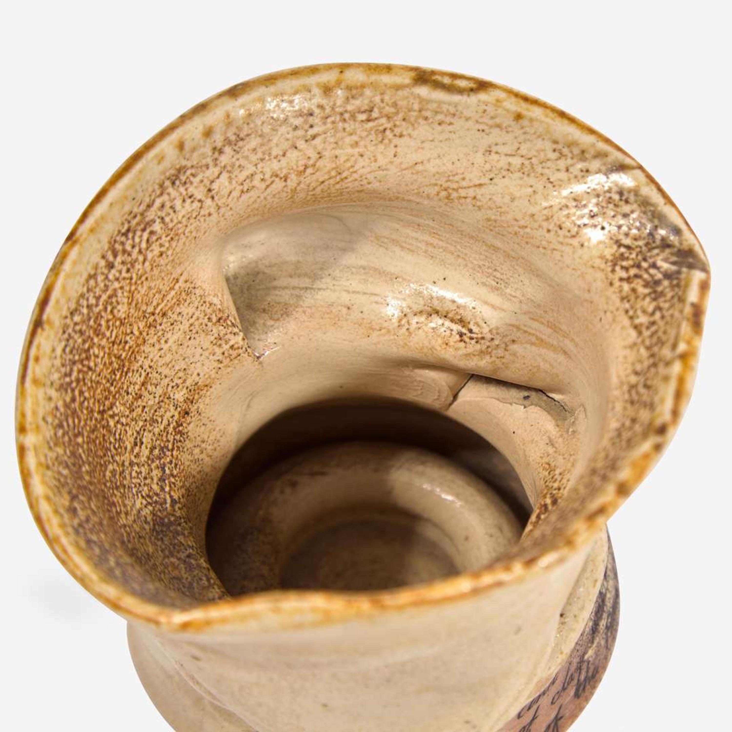 Martin Brothers (English, active 1873-1914) Crumpled Vase with Inscription, Martin Brothers, UK, 1884