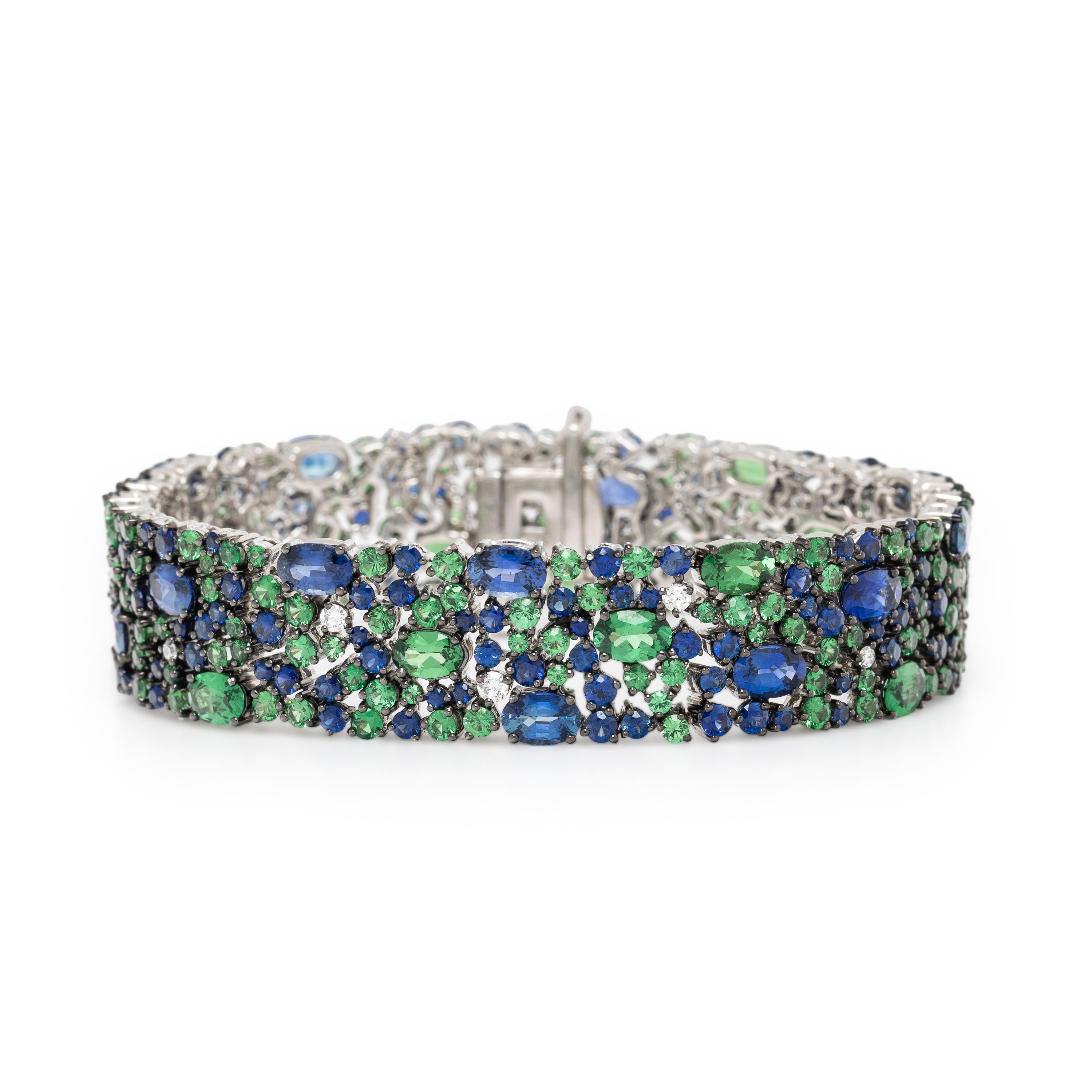 Robert Procop, Sapphire, Tsavorite Garnet, Diamond, and White Gold 'American Glamour' Bracelet