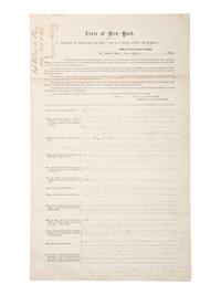 [CIVIL WAR]. Prisoner of war questionnaire from the Bureau of Military Record, State of New York, completed by Col. Gilbert G. Prey, 104th New York Volunteers, commanding officer at Gettysburg and POW at Weldon Railroad, ca 1865.