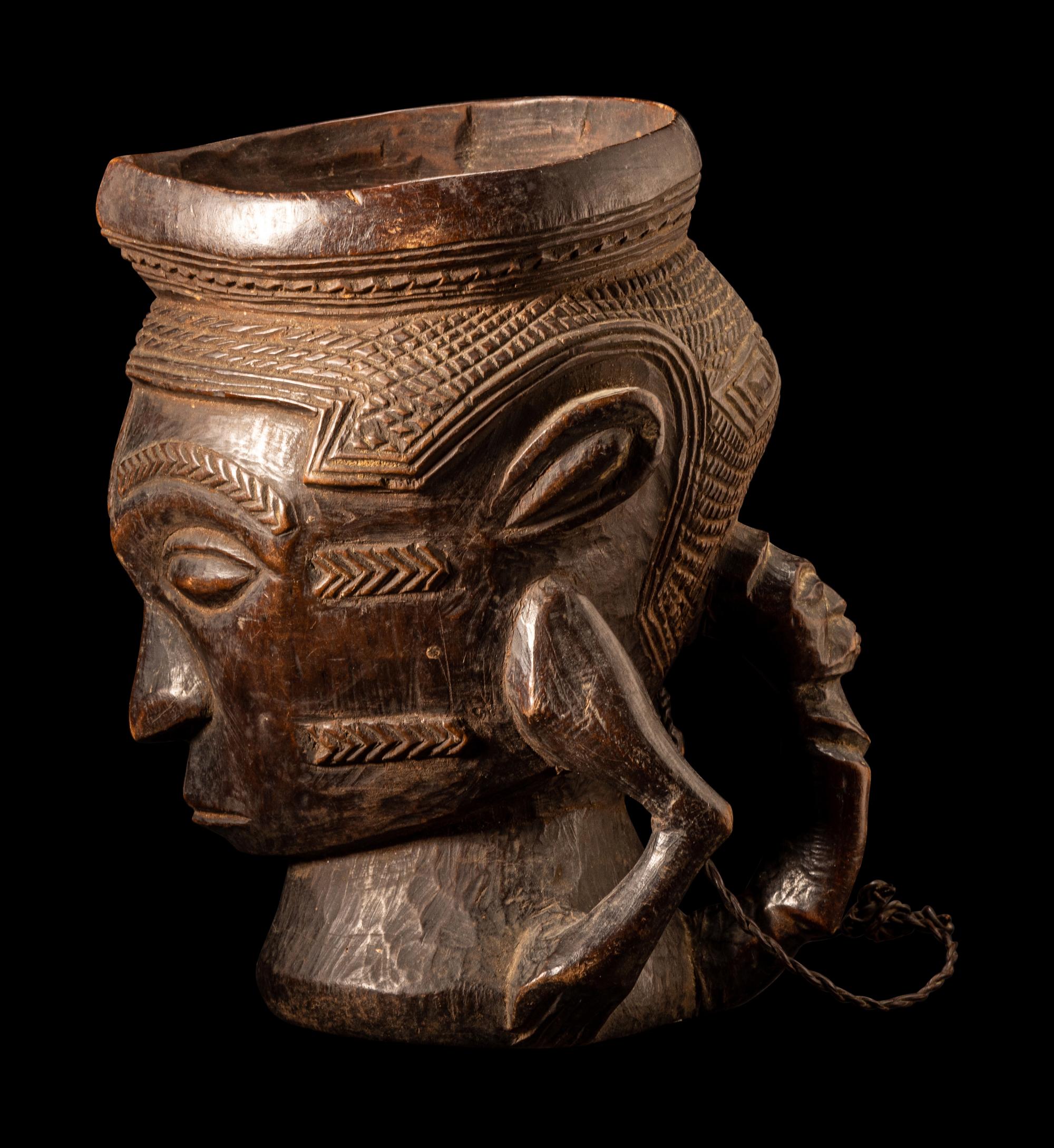A Kuba Wood Figural Cup