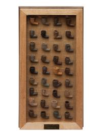 Four Framed Collections of Indian Chewing Gum, Tokio Tobacco Silks and Hudson Bay Trade Pipes