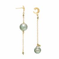 FACETED GREY CULTURED PEARL AND YELLOW GOLD EARRINGS