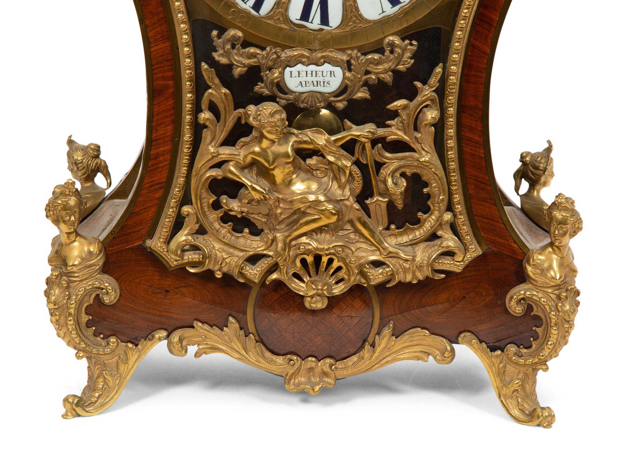 A Louis XV Gilt Bronze Mounted Kingwood Bracket Clock with Matching Wall Bracket