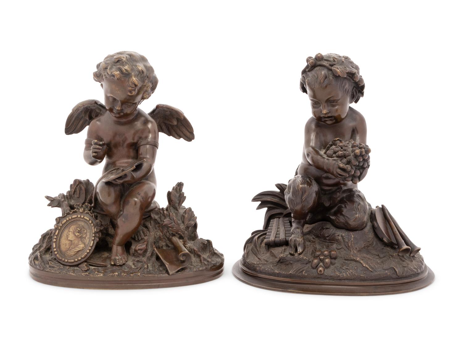 A Pair of French Bronze Figures of Putti
