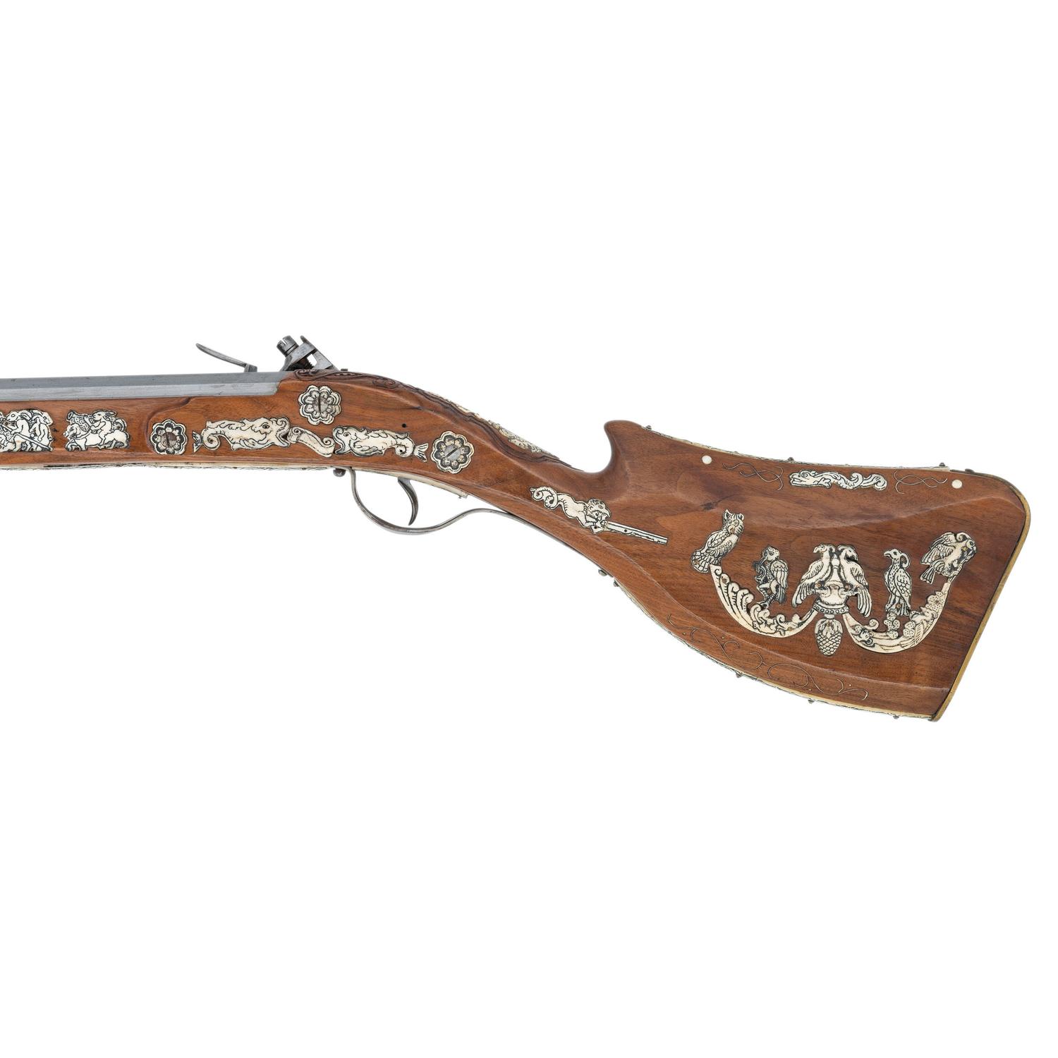 Contemporary Flintlock Musket with Folkloric Hunting Motifs