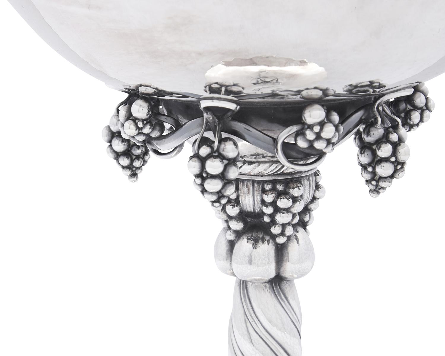 A Large Georg Jensen Silver Grapevine Pattern Centerpiece Tazza