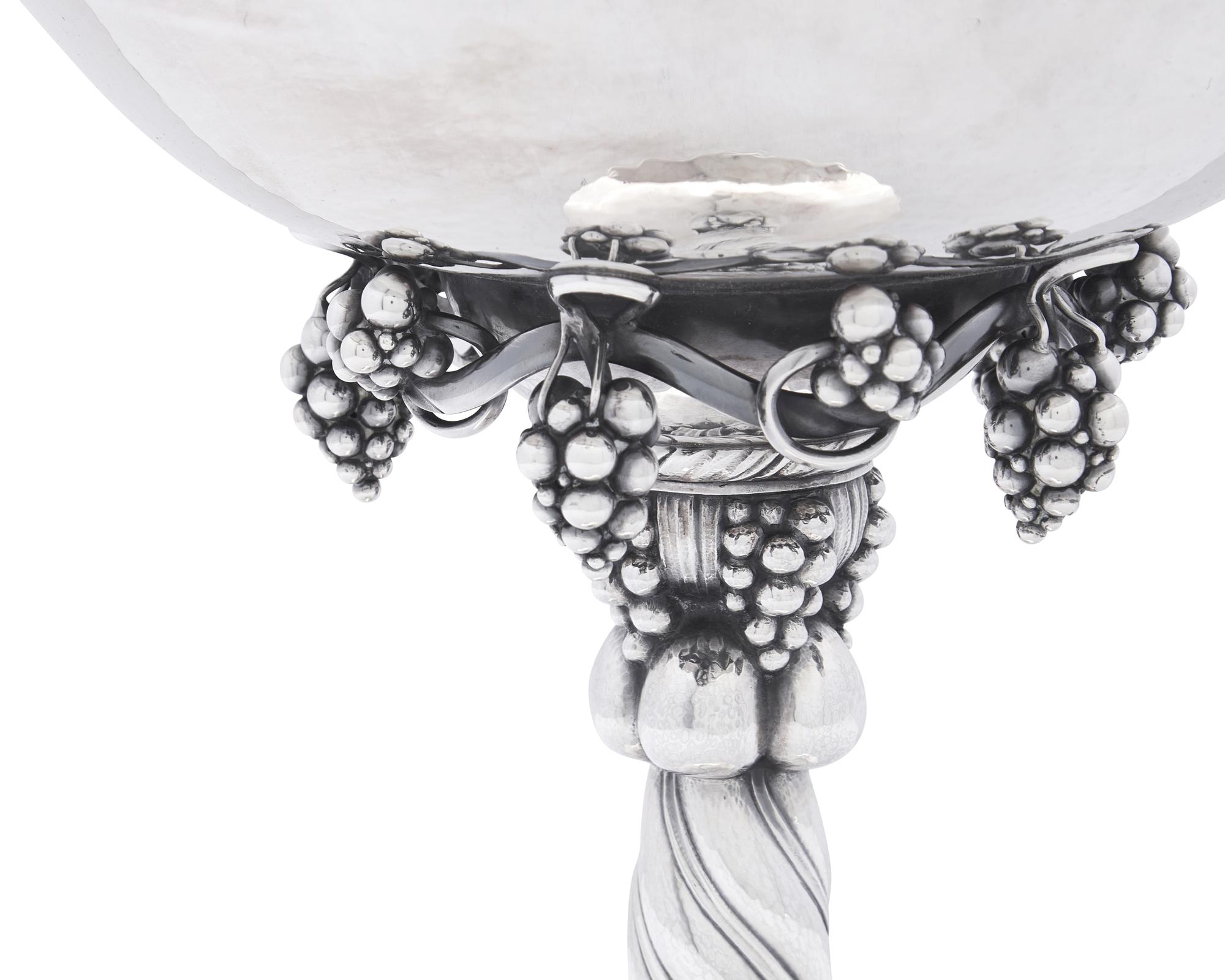 A Large Georg Jensen Silver Grapevine Pattern Centerpiece Tazza