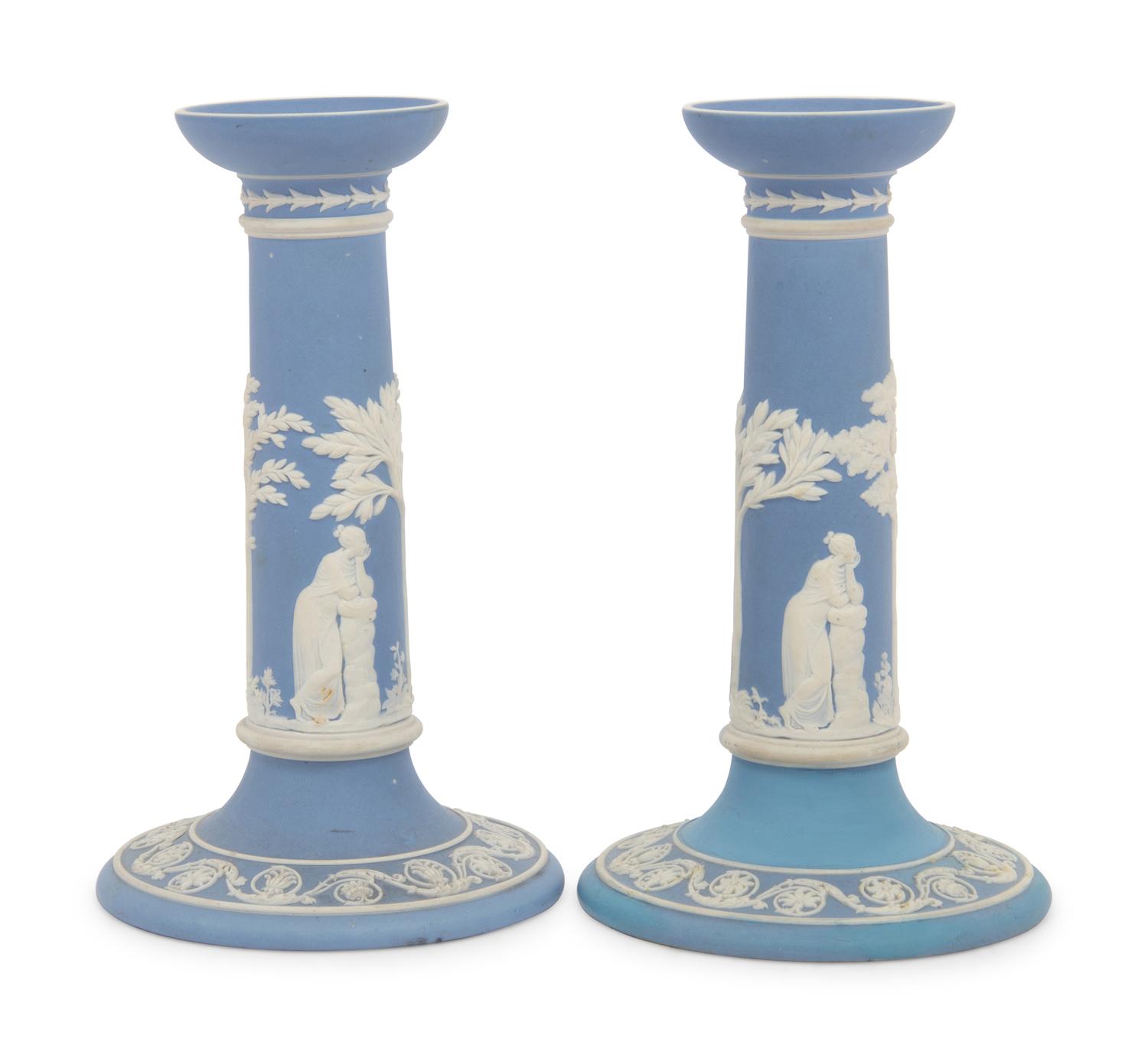 A Pair of Wedgwood Jasperware Candlesticks