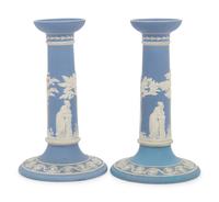 A Pair of Wedgwood Jasperware Candlesticks