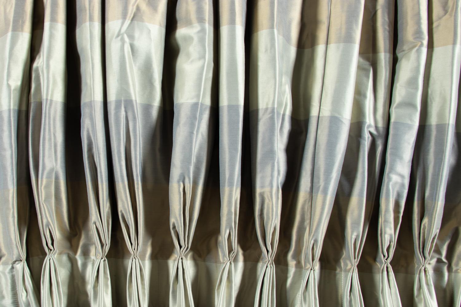 A Set of Four Silk Drapery Panels