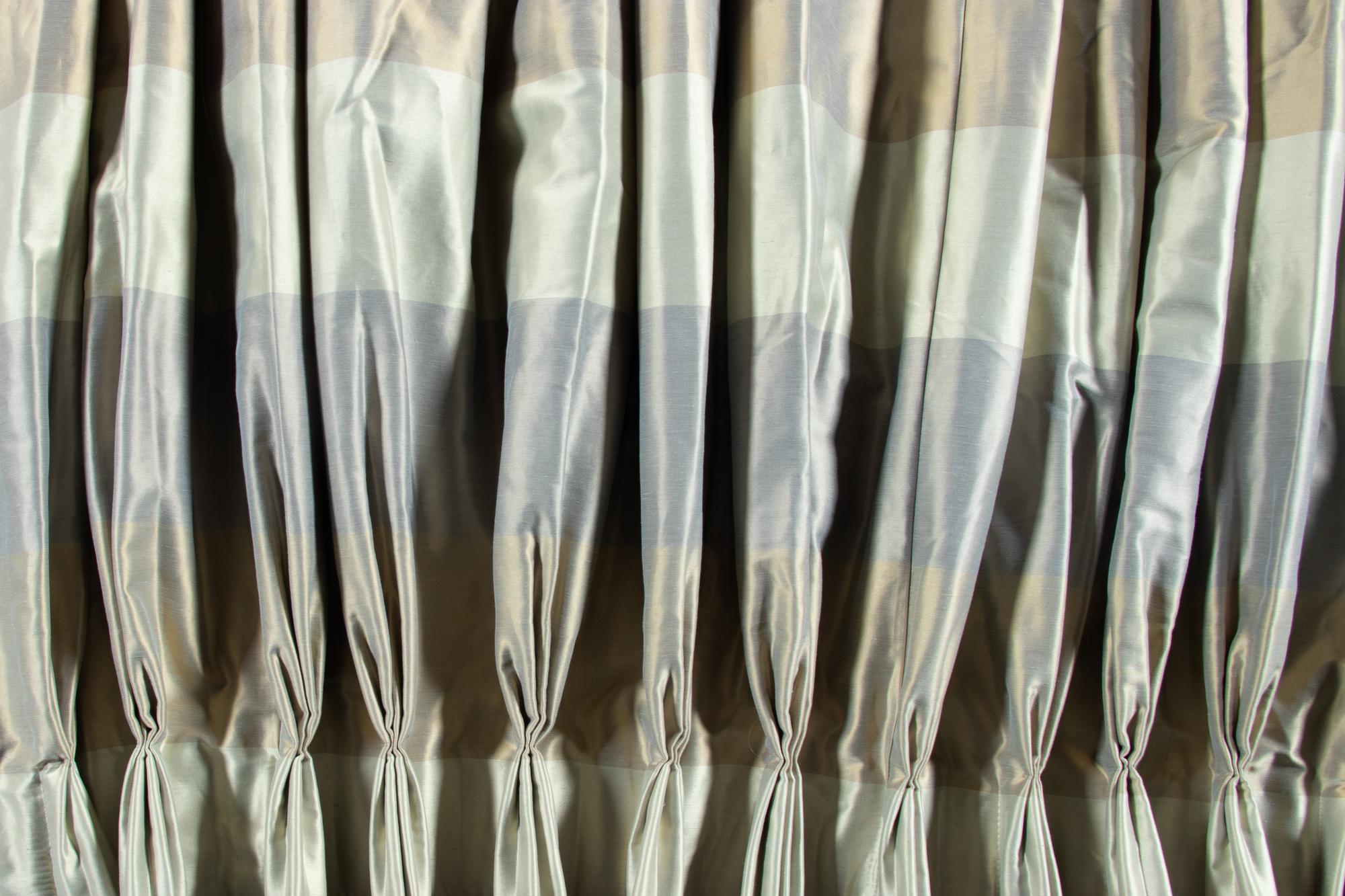 A Set of Four Silk Drapery Panels