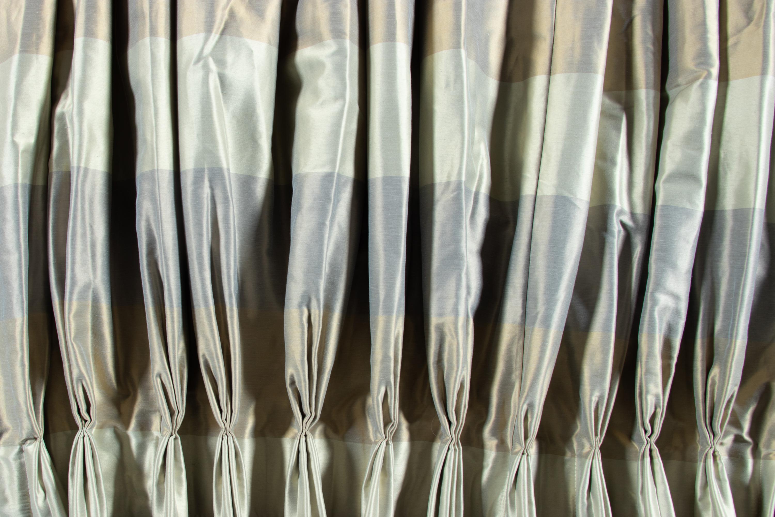 A Set of Four Silk Drapery Panels
