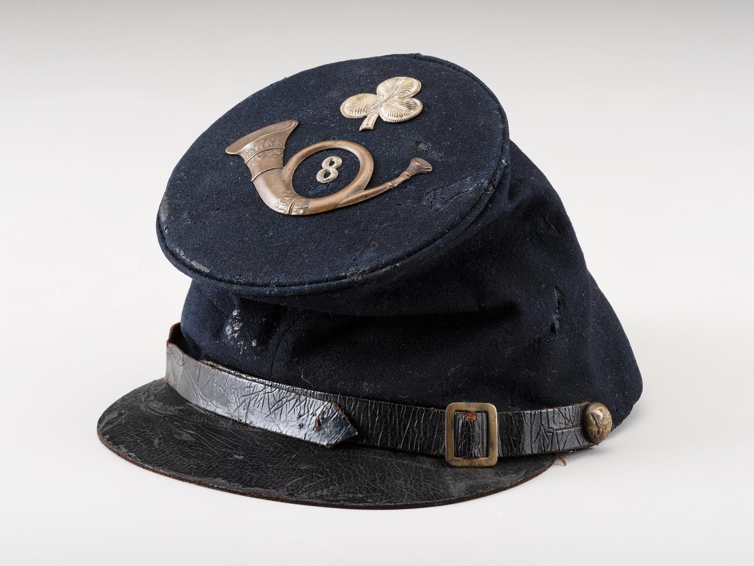 [CIVIL WAR]. 8th Ohio Infantry 1858 pattern forage cap with insignia and II corps badge.
