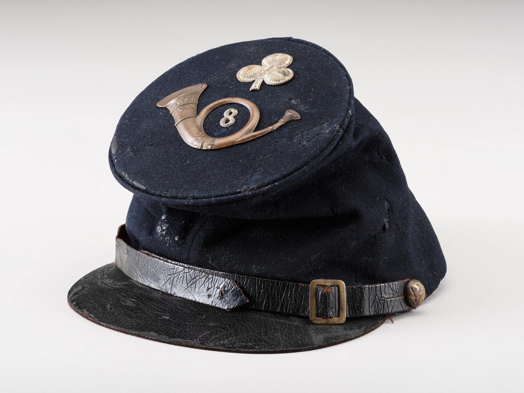 [CIVIL WAR]. 8th Ohio Infantry 1858 pattern forage cap with insignia and II corps badge.
