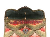 A Queen Anne Flamestitch Wool Lady’s Purse with Engraved Silver Closure