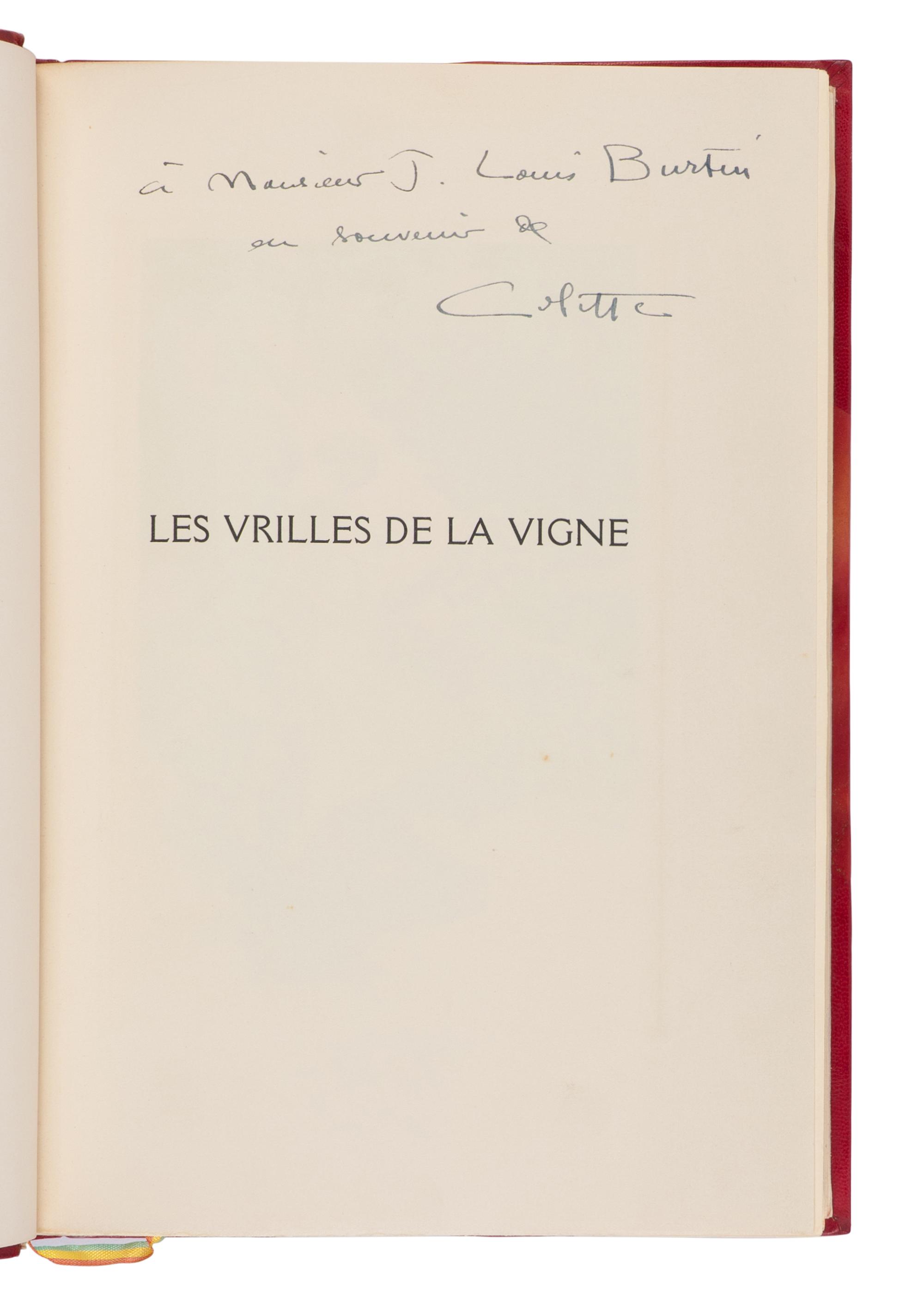 COLETTE, Sidonie-Gabrielle Colette, known as (1873-1954). Les Vrilles de la Vigne . Paris: Editions Kra, 1930.