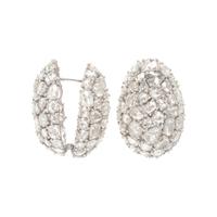 Rose Cut Diamond and White Gold Earrings
