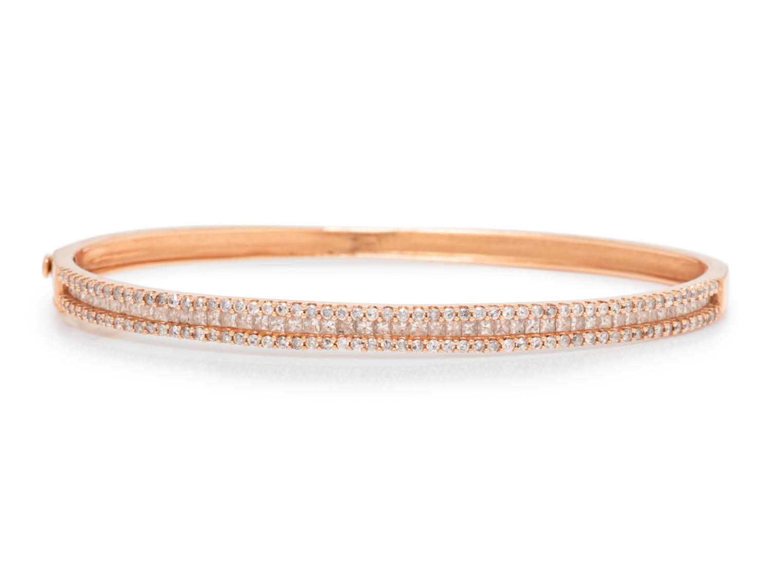 A Rose Gold and Diamond Bangle Bracelet,