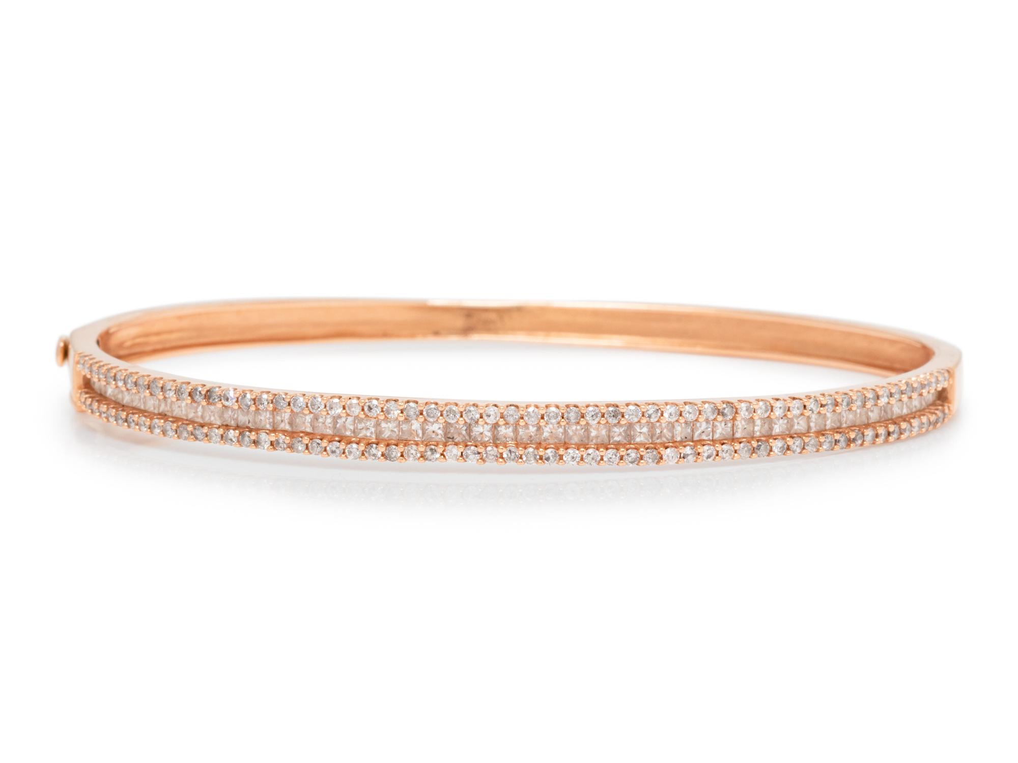 A Rose Gold and Diamond Bangle Bracelet,