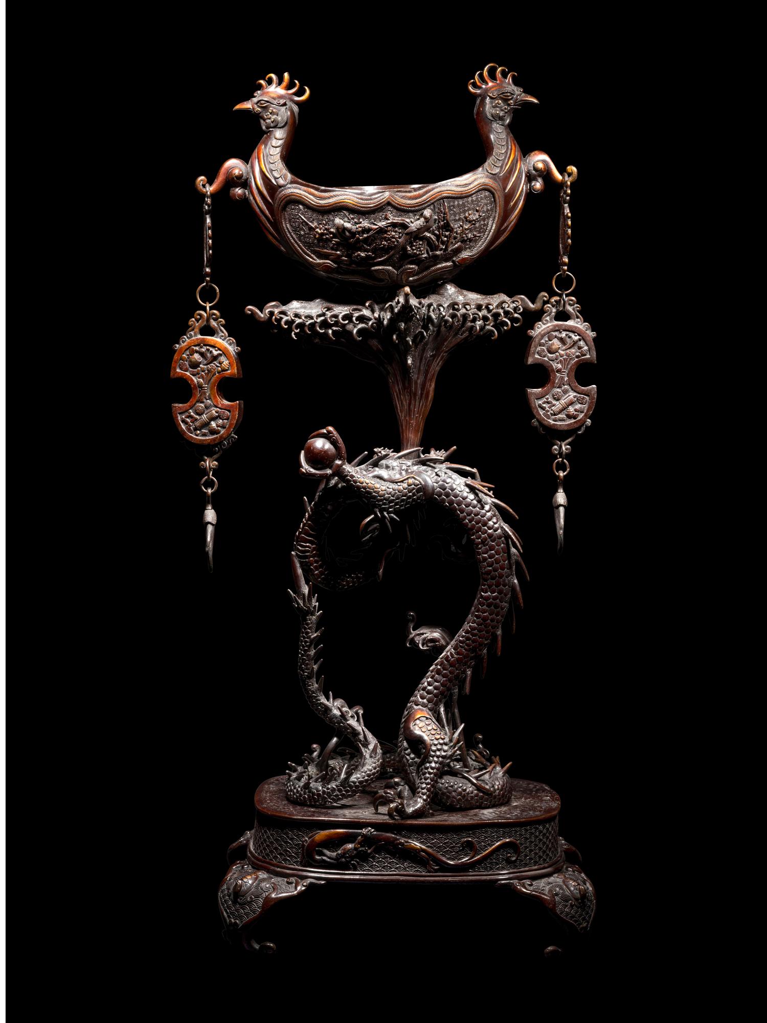 A Large Japanese Bronze Incense Burner