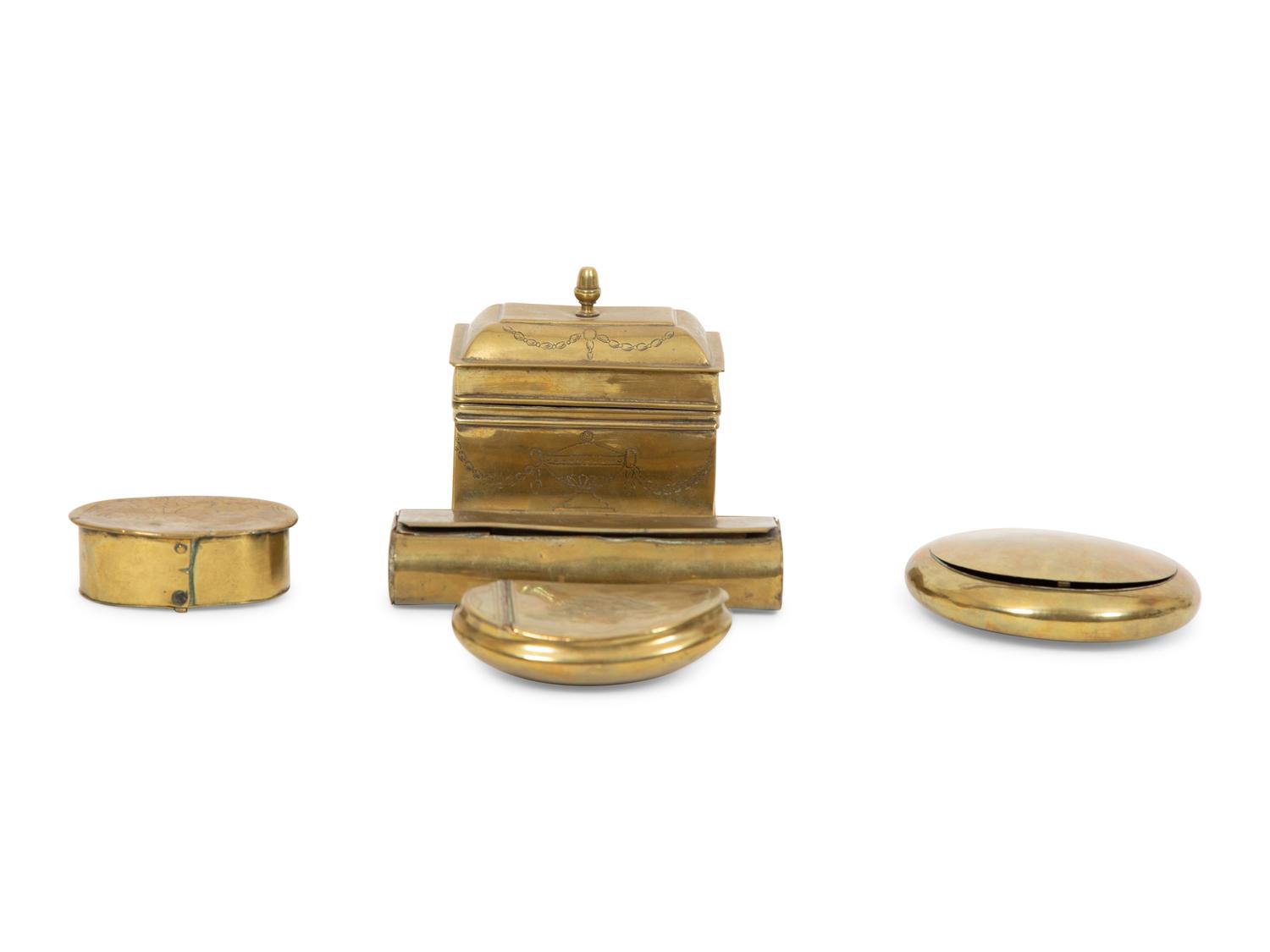 Five English Brass Boxes