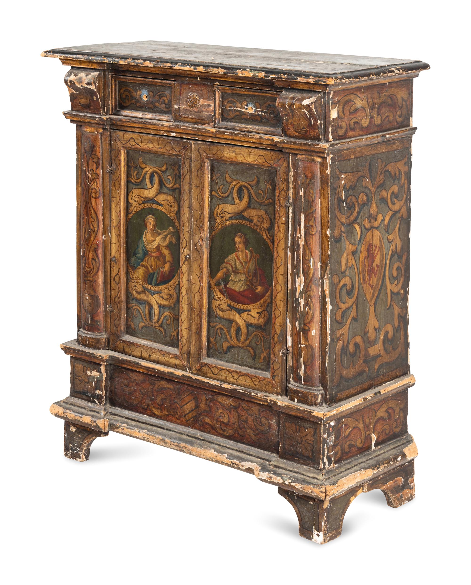 An Italian Painted Console Cabinet
