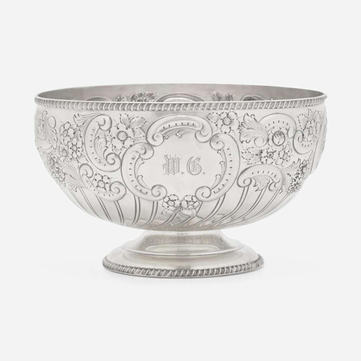A Victorian sterling silver repoussé punch bowl William Hutton & Sons Ltd., London, 1899