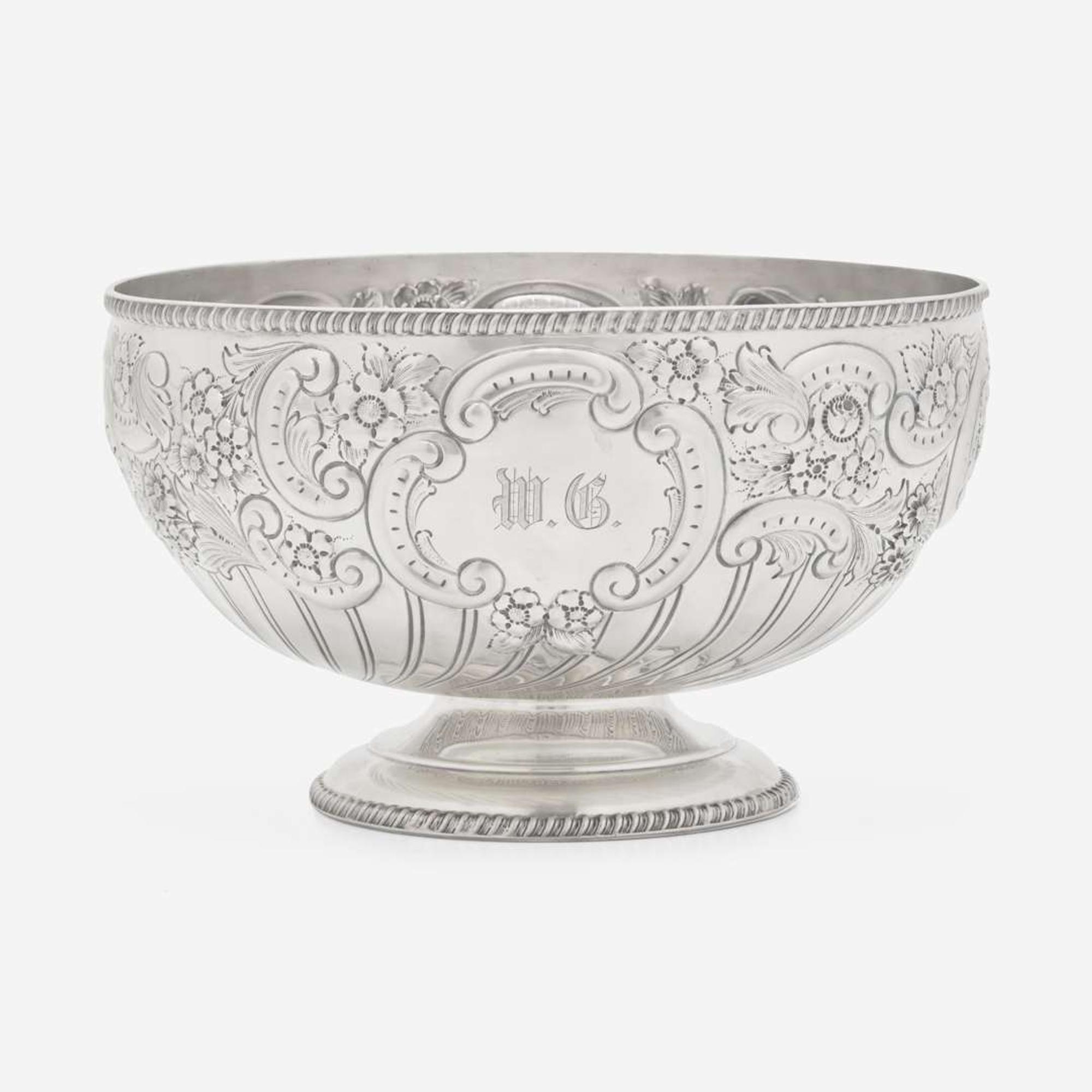 A Victorian sterling silver repoussé punch bowl William Hutton & Sons Ltd., London, 1899