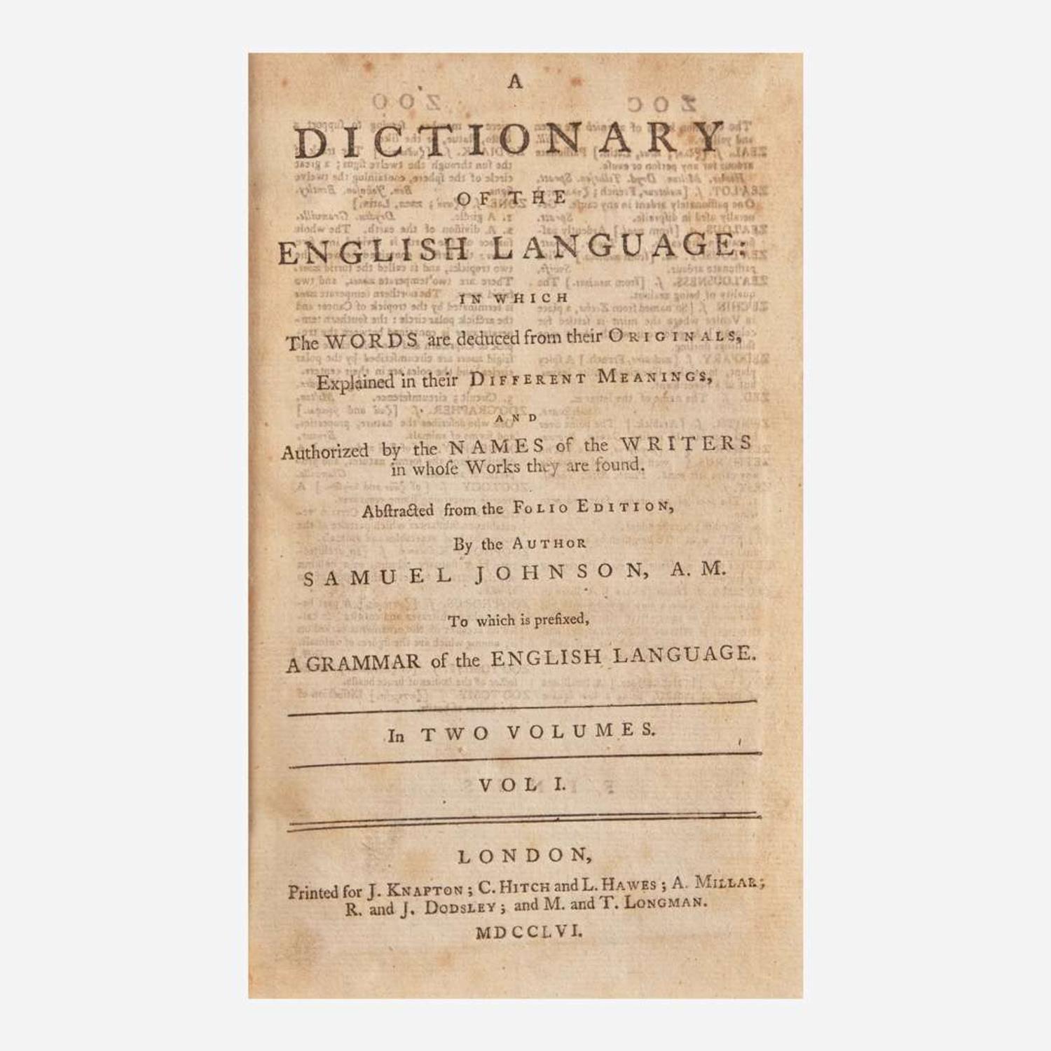 [Literature] Johnson, Samuel A Dictionary of the English Language…